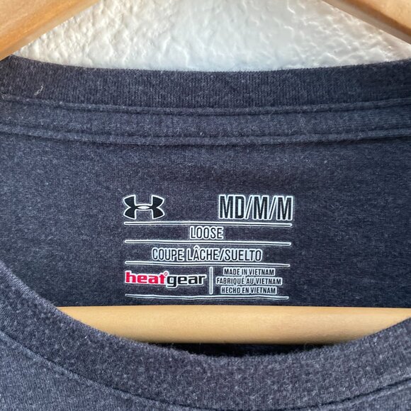 Under Armour HeatGear Loose Fit Short Sleeve Gray T-Shirt Men's Medium USA Stars - Picture 2 of 3